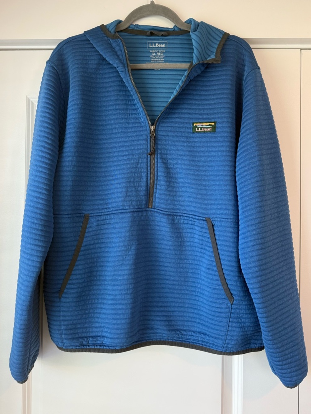 L.L. Bean Airlight Knit Hoodie Pullover Mens Marine Blue Size XL